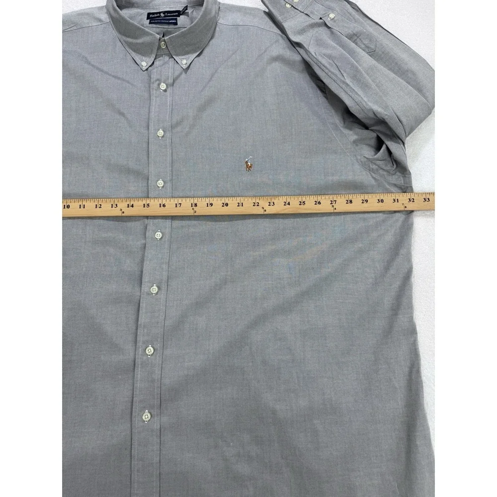Polo Ralph‎ Lauren Oxford Shirt Men 20 35/36 Tall Gray Pinpoint LS Flesh Pony
